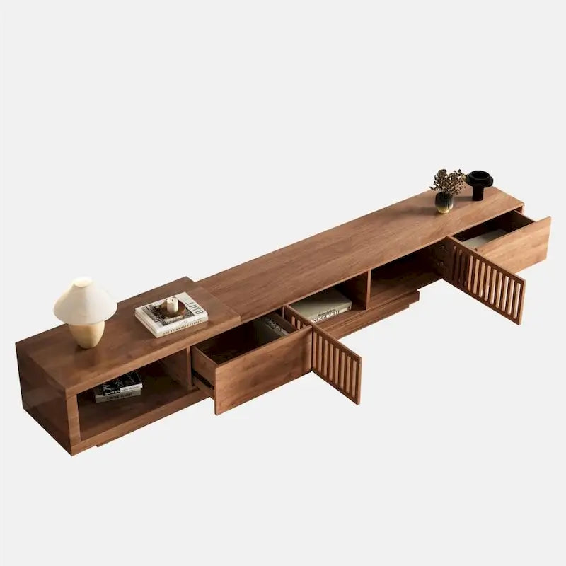 Mobile TV con 5 vani, moderno retrattile fino a 261 cm - 261 L x 40 P x 35 A cm