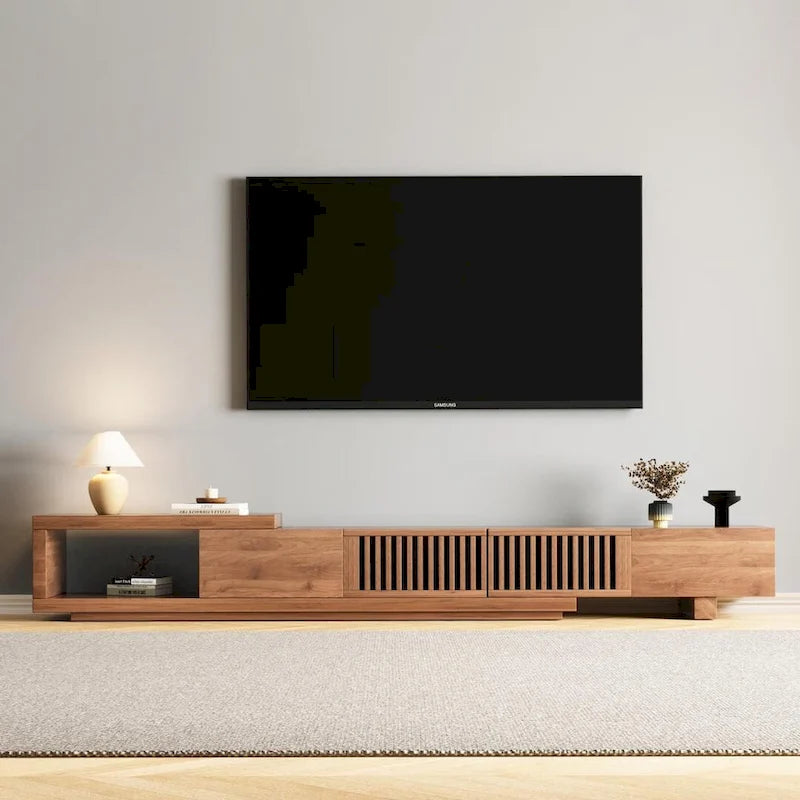 Mobile TV con 5 vani, moderno retrattile fino a 261 cm - 261 L x 40 P x 35 A cm
