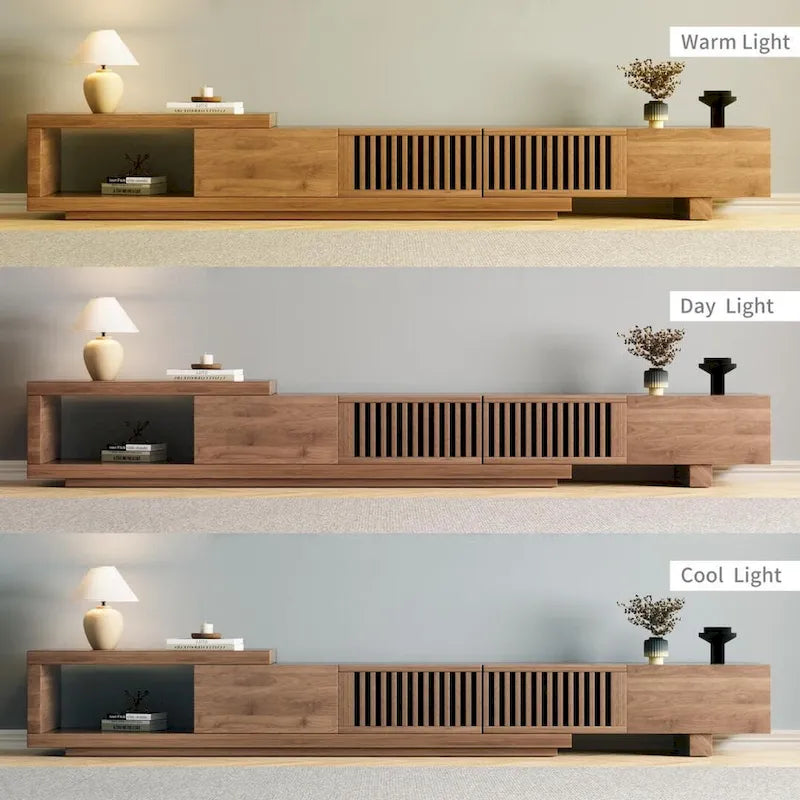 Mobile TV con 5 vani, moderno retrattile fino a 261 cm - 261 L x 40 P x 35 A cm