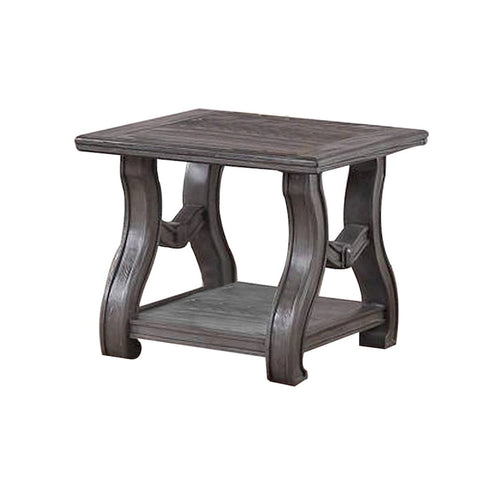 Jax 26 Inch Contemporary End Table, Flared Legs, Beveled, Platinum Gray