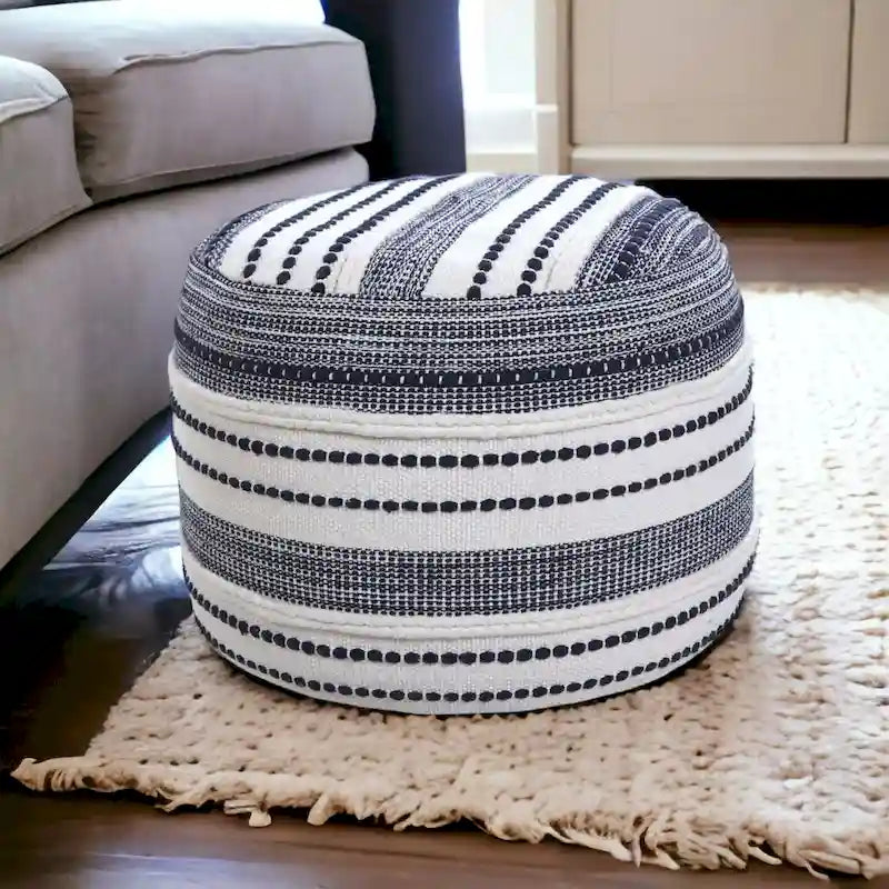 Pouf blu in cotone 100%, 45 cm