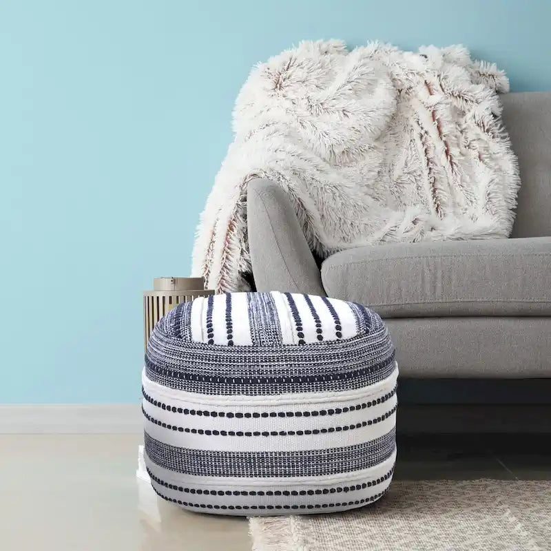 Pouf blu in cotone 100%, 45 cm