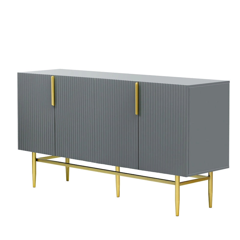 Madia moderna ed elegante a 4 ante con maniglie in metallo dorato, mobile buffet per sala da pranzo, soggiorno, camera da letto, corridoio