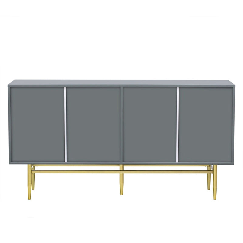 Madia moderna ed elegante a 4 ante con maniglie in metallo dorato, mobile buffet per sala da pranzo, soggiorno, camera da letto, corridoio