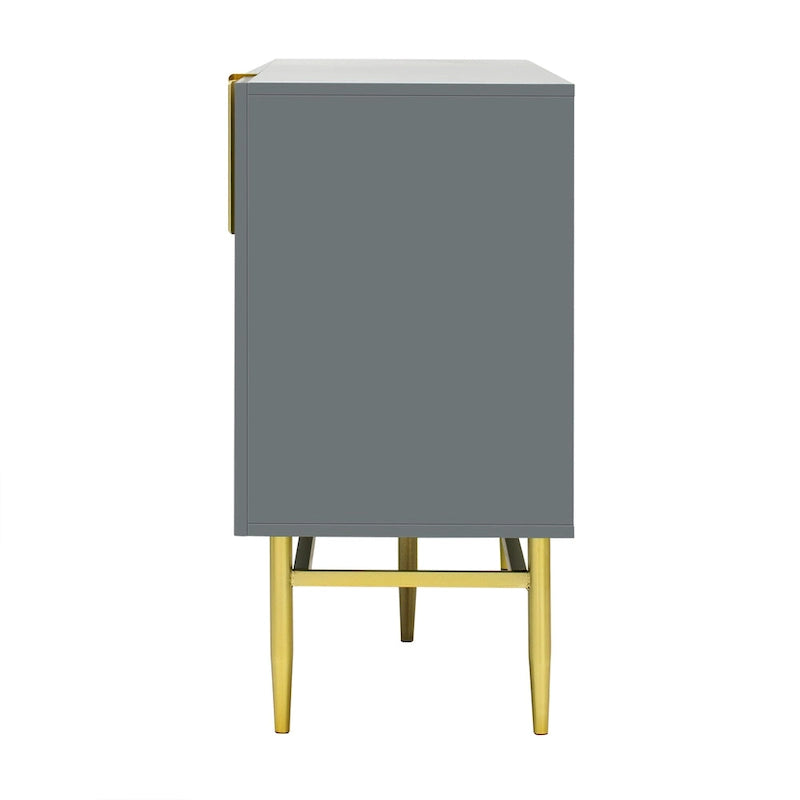 Madia moderna ed elegante a 4 ante con maniglie in metallo dorato, mobile buffet per sala da pranzo, soggiorno, camera da letto, corridoio