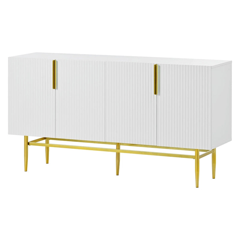 Madia moderna ed elegante a 4 ante con maniglie in metallo dorato, mobile buffet per sala da pranzo, soggiorno, camera da letto, corridoio