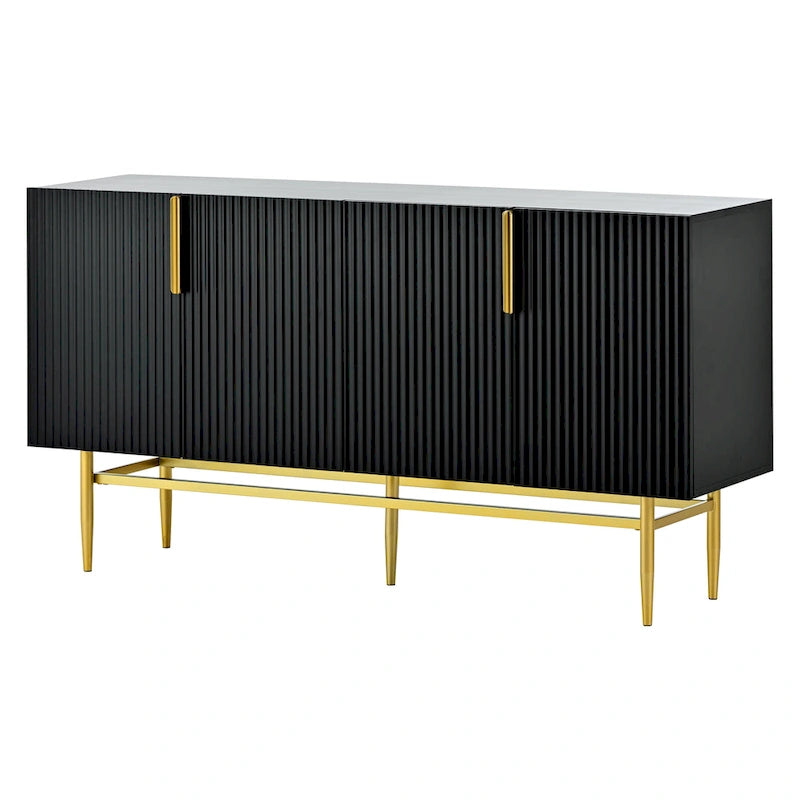 Madia moderna ed elegante a 4 ante con maniglie in metallo dorato, mobile buffet per sala da pranzo, soggiorno, camera da letto, corridoio