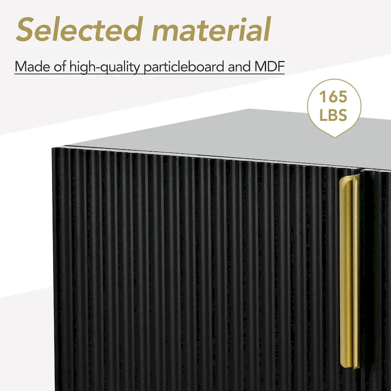 Madia moderna ed elegante a 4 ante con maniglie in metallo dorato, mobile buffet per sala da pranzo, soggiorno, camera da letto, corridoio